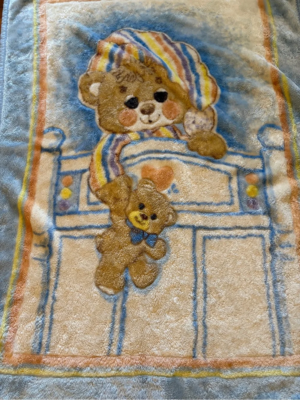Vintage Iconic Teddy Bears Fleece Crib Blanket 1980’s Super Baby 52x38